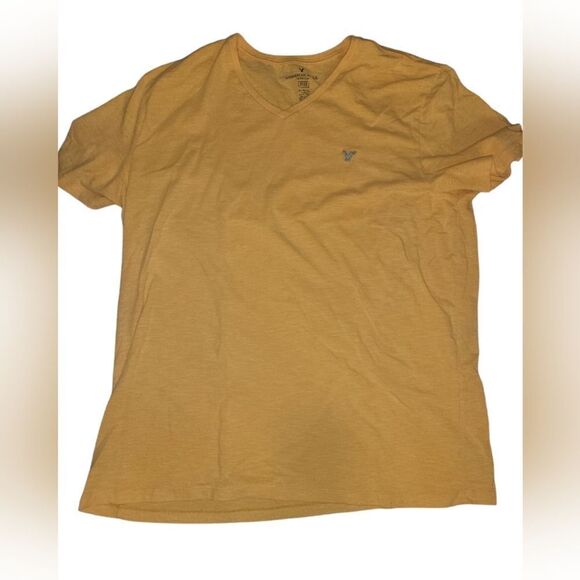 American Eagle Short Sleeve Orange V-Neck - Picture 1 of 3
